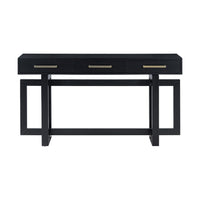 Gracie Console Table with 3 Drawers and Iron Handle Design, Black Wood 57 Inch - BM355144