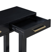 Gracie Console Table with 3 Drawers and Iron Handle Design, Black Wood 57 Inch - BM355144