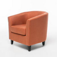 Saira Club Chair with Curved Back and Plush Cushion, Orange Fabric - BM355145