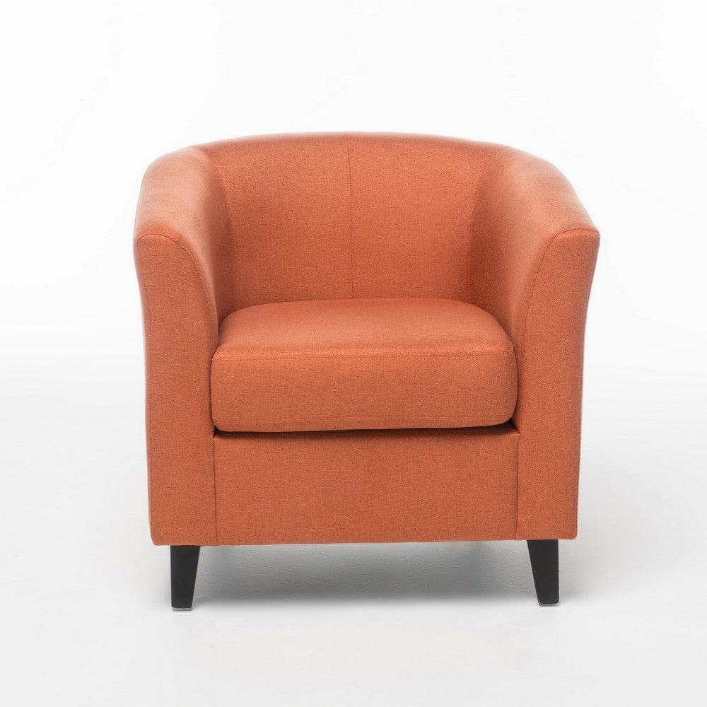 Saira Club Chair with Curved Back and Plush Cushion, Orange Fabric - BM355145