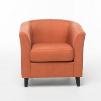 Saira Club Chair with Curved Back and Plush Cushion, Orange Fabric - BM355145