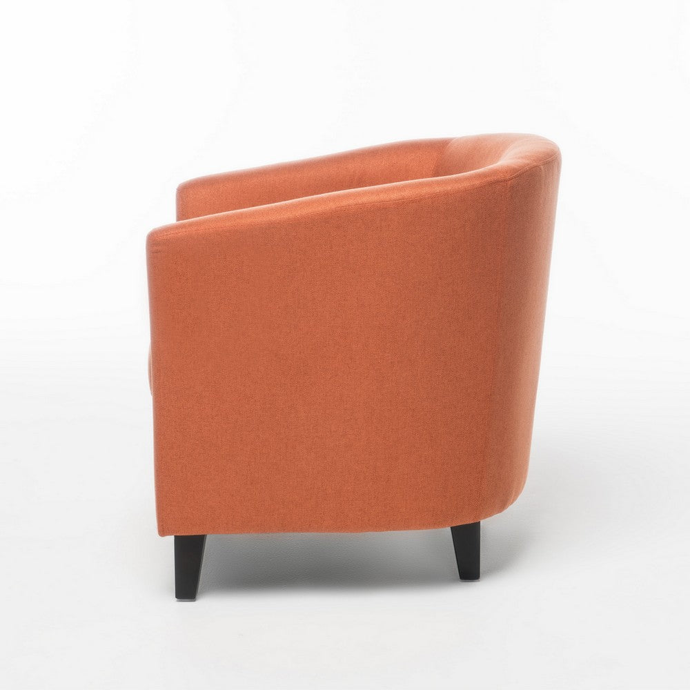 Saira Club Chair with Curved Back and Plush Cushion, Orange Fabric - BM355145