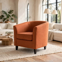 Saira Club Chair with Curved Back and Plush Cushion, Orange Fabric - BM355145