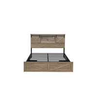 Amna Farmhouse King Bed, LED Storage and Charging Station, Gray Wood - BM355146