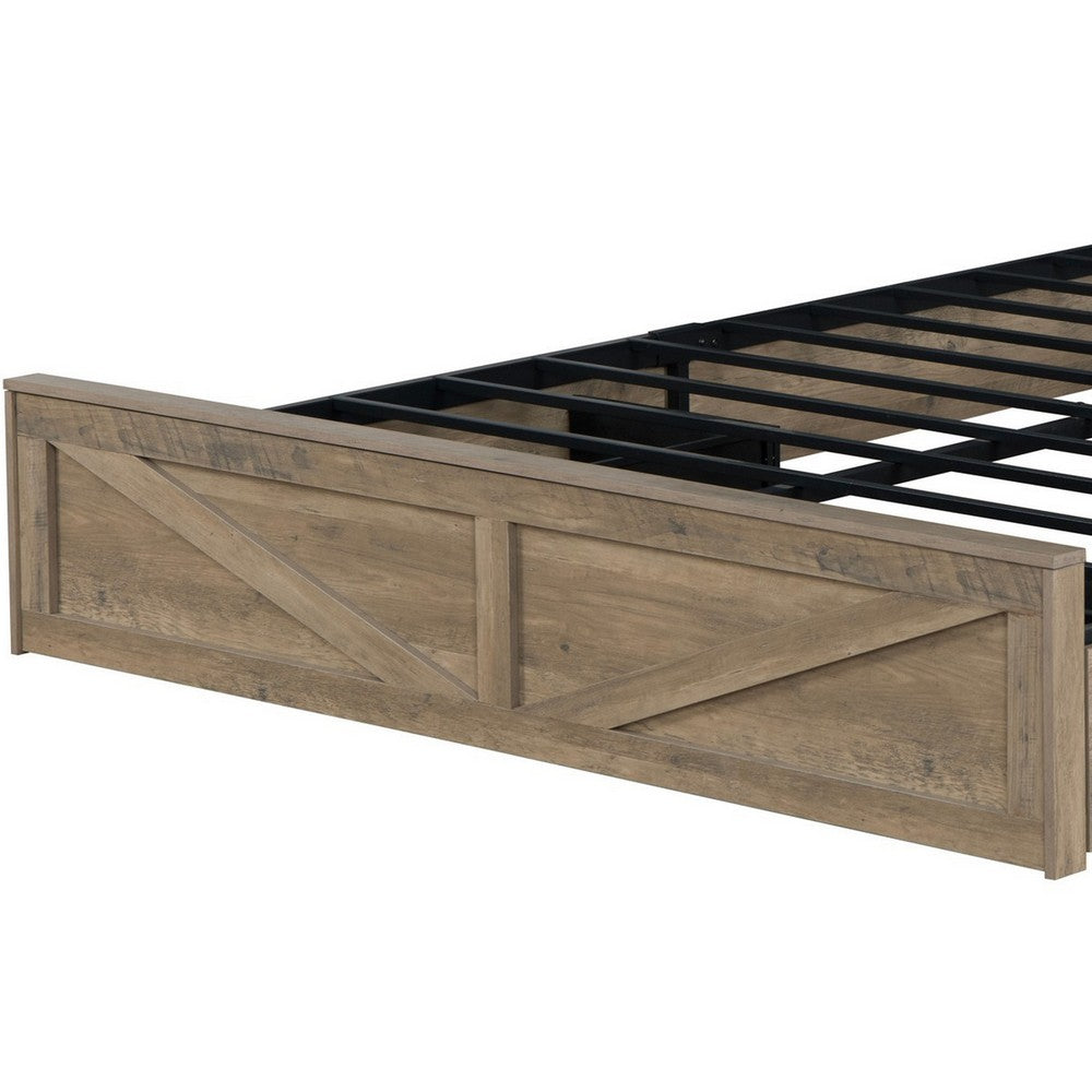 Amna Farmhouse King Bed, LED Storage and Charging Station, Gray Wood - BM355146
