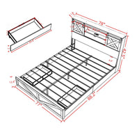 Amna Farmhouse King Bed, LED Storage and Charging Station, Gray Wood - BM355146