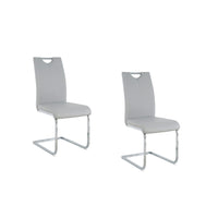 Waldy Dining Chairs, Chrome Metal Base, Set of 2, Gray Faux Leather - BM355147