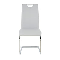 Waldy Dining Chairs, Chrome Metal Base, Set of 2, Gray Faux Leather - BM355147