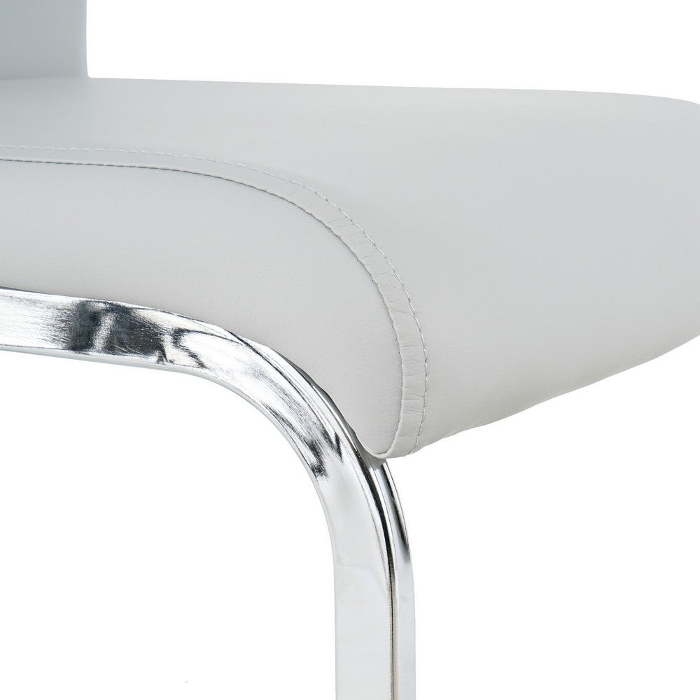 Waldy Dining Chairs, Chrome Metal Base, Set of 2, Gray Faux Leather - BM355147