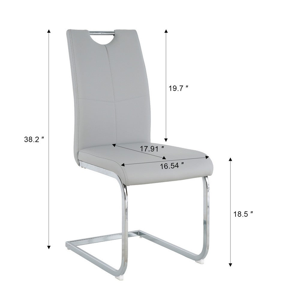 Waldy Dining Chairs, Chrome Metal Base, Set of 2, Gray Faux Leather - BM355147
