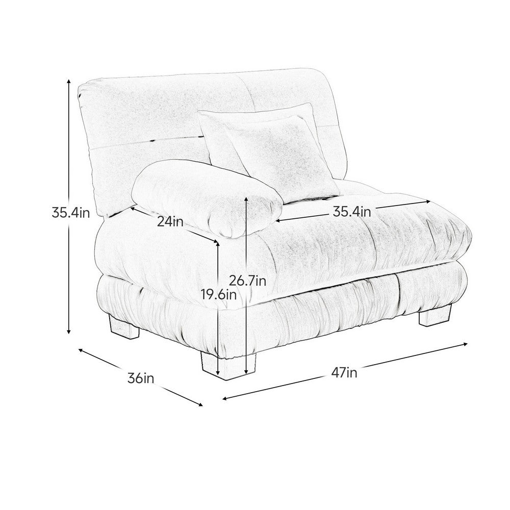 Erico Modular Sofa with Pillows and LSF Arm, Green Chenille 47 Inch - BM355148