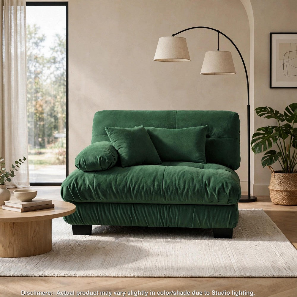 Erico Modular Sofa with Pillows and LSF Arm, Green Chenille 47 Inch - BM355148