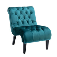 Zulfi Accent Chair with Tufted Back and Wooden Legs, Teal Velvet - BM355150