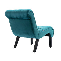 Zulfi Accent Chair with Tufted Back and Wooden Legs, Teal Velvet - BM355150