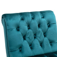 Zulfi Accent Chair with Tufted Back and Wooden Legs, Teal Velvet - BM355150