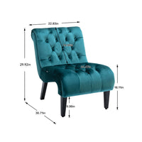 Zulfi Accent Chair with Tufted Back and Wooden Legs, Teal Velvet - BM355150