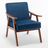 Norry Mid-Century Accent Chair with Solid Wood Frame, Blue Velvet - BM355151