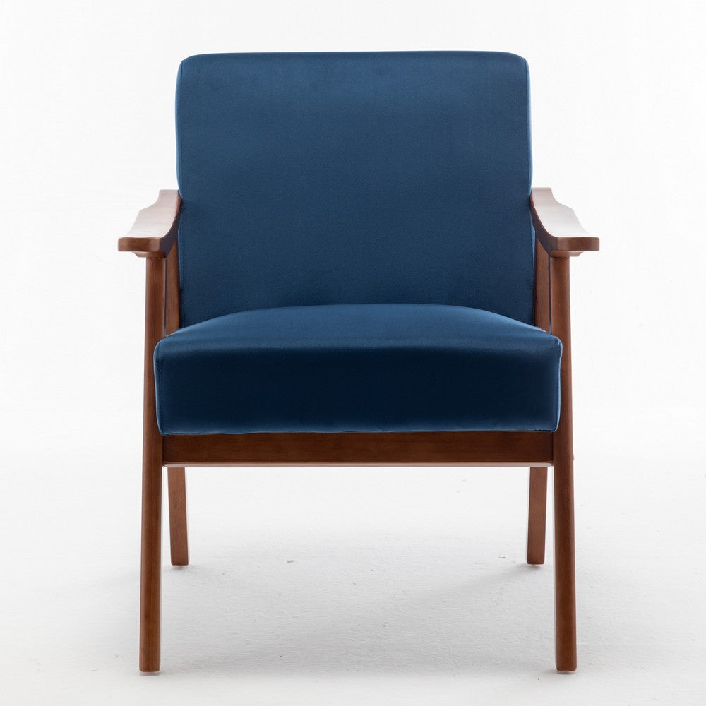 Norry Mid-Century Accent Chair with Solid Wood Frame, Blue Velvet - BM355151