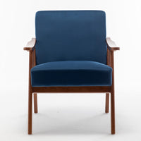 Norry Mid-Century Accent Chair with Solid Wood Frame, Blue Velvet - BM355151