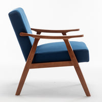 Norry Mid-Century Accent Chair with Solid Wood Frame, Blue Velvet - BM355151