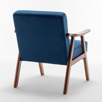 Norry Mid-Century Accent Chair with Solid Wood Frame, Blue Velvet - BM355151