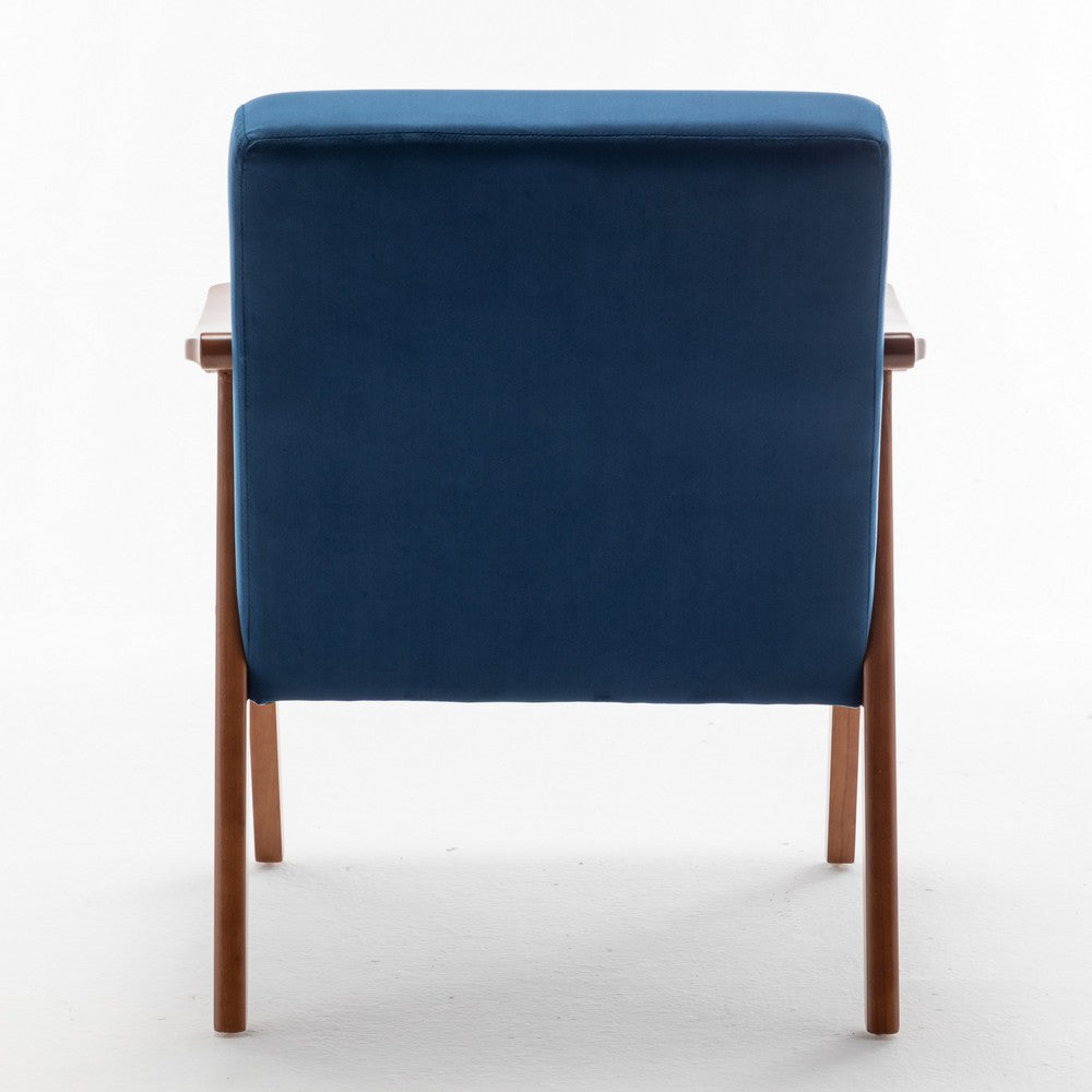 Norry Mid-Century Accent Chair with Solid Wood Frame, Blue Velvet - BM355151