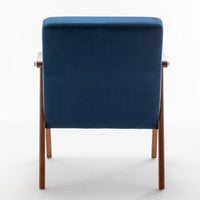 Norry Mid-Century Accent Chair with Solid Wood Frame, Blue Velvet - BM355151