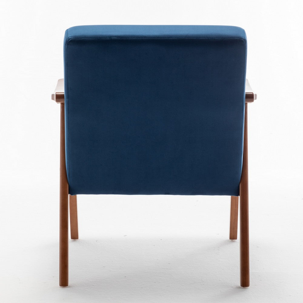 Norry Mid-Century Accent Chair with Solid Wood Frame, Blue Velvet - BM355151