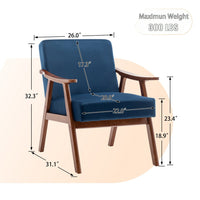 Norry Mid-Century Accent Chair with Solid Wood Frame, Blue Velvet - BM355151
