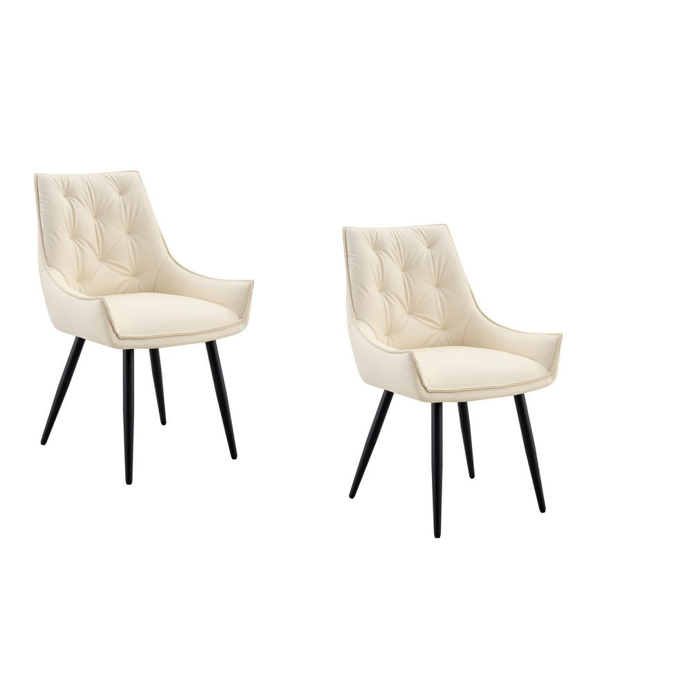 Ashley Dining Chairs with Armrests, Set of 2, Off-White Faux Leather - BM355152