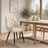 Ashley Dining Chairs with Armrests, Set of 2, Off-White Faux Leather - BM355152