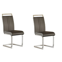 Yuna Dining Chairs with Chrome Metal Base, Set of 2, Gray PU Leather  - BM355153