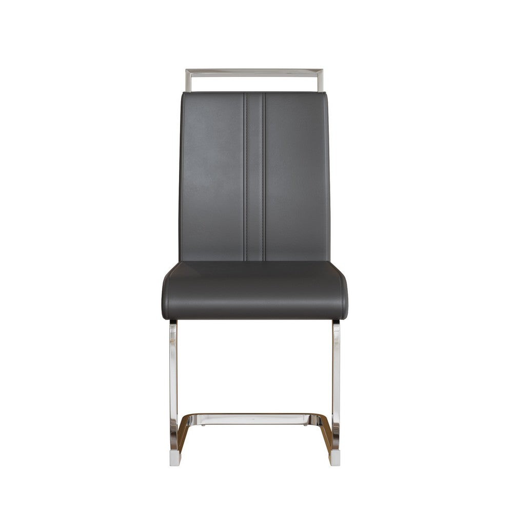 Yuna Dining Chairs with Chrome Metal Base, Set of 2, Gray PU Leather  - BM355153