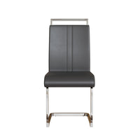 Yuna Dining Chairs with Chrome Metal Base, Set of 2, Gray PU Leather  - BM355153