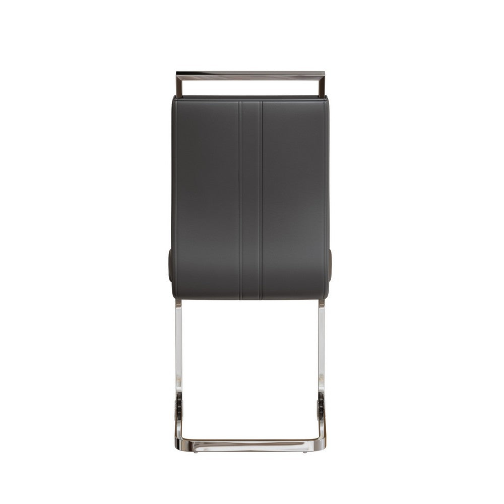 Yuna Dining Chairs with Chrome Metal Base, Set of 2, Gray PU Leather  - BM355153