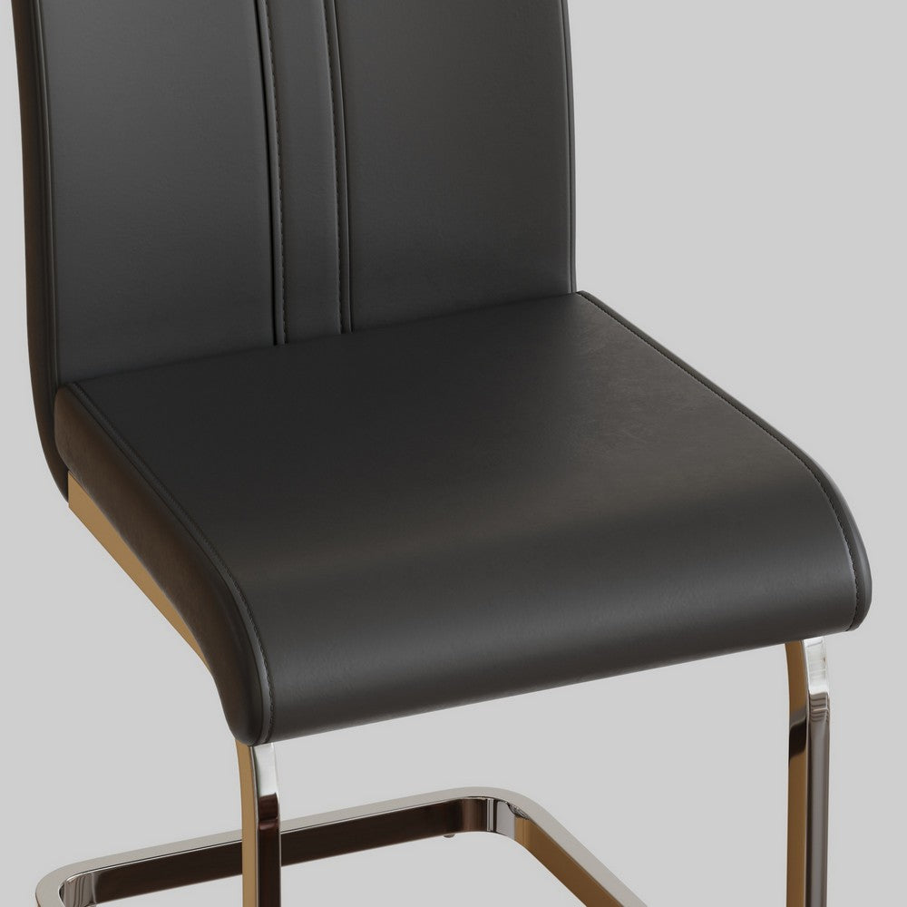Yuna Dining Chairs with Chrome Metal Base, Set of 2, Gray PU Leather  - BM355153