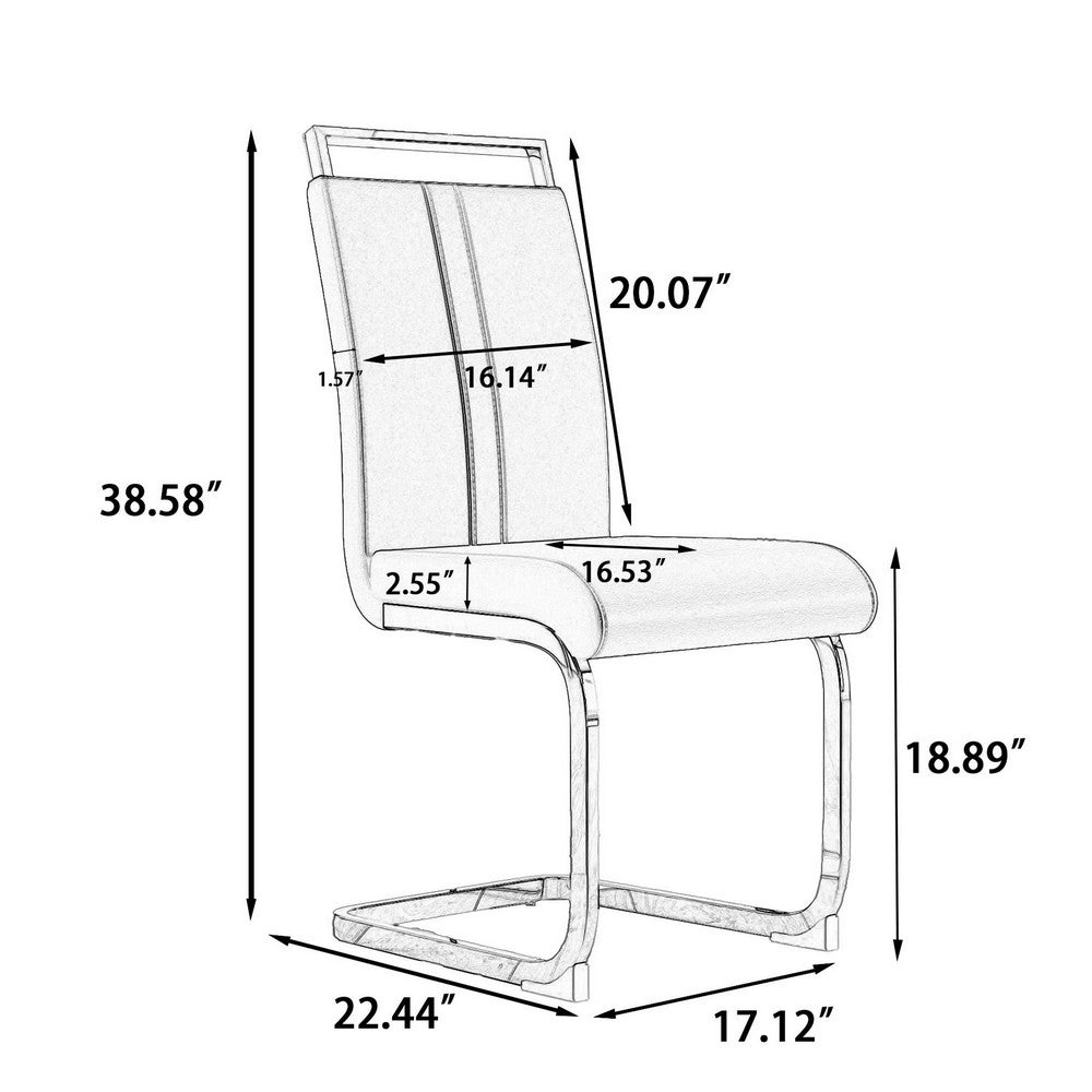Yuna Dining Chairs with Chrome Metal Base, Set of 2, Gray PU Leather  - BM355153