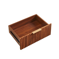 Macky Fluted Wave Nightstand with 3 Drawers, Set of 2, Walnut Brown - BM355154