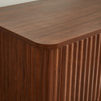Macky Fluted Wave Nightstand with 3 Drawers, Set of 2, Walnut Brown - BM355154