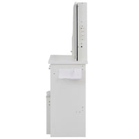 Rocky 2pc LED Vanity Desk Set w Stool, USB Charging, Sliding Mirror, White - BM355155