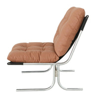 Edens Accent Chair with Chrome Metal Frame, Brown Tufted Faux Leather - BM355157