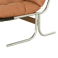 Edens Accent Chair with Chrome Metal Frame, Brown Tufted Faux Leather - BM355157