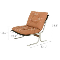 Edens Accent Chair with Chrome Metal Frame, Brown Tufted Faux Leather - BM355157