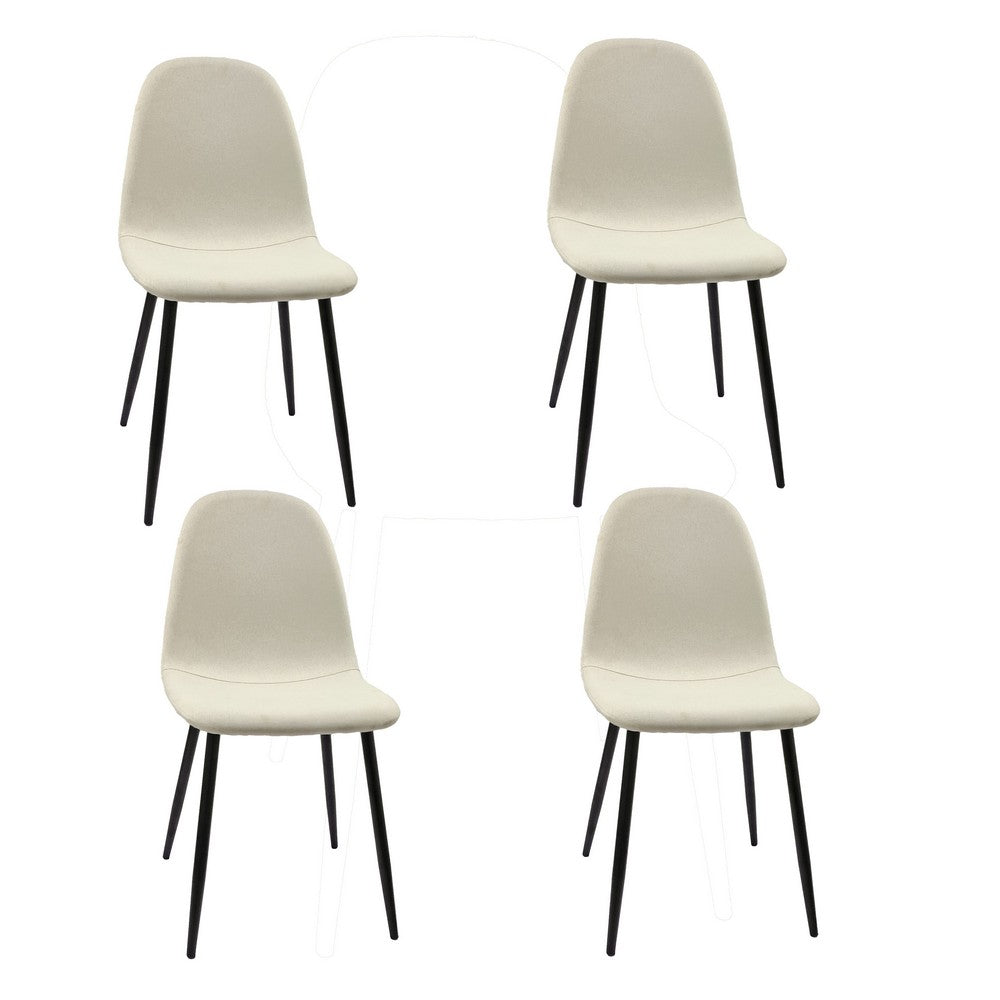 Evex Modern Dining Chairs Set of 4 with Black Metal Legs, Beige Linen - BM355158