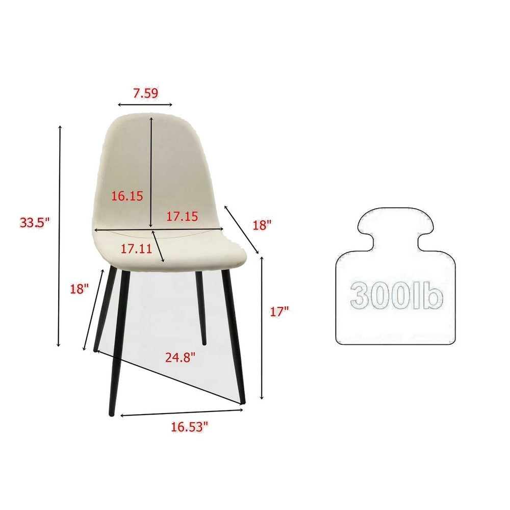 Evex Modern Dining Chairs Set of 4 with Black Metal Legs, Beige Linen - BM355158