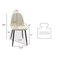 Evex Modern Dining Chairs Set of 4 with Black Metal Legs, Beige Linen - BM355158