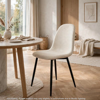 Evex Modern Dining Chairs Set of 4 with Black Metal Legs, Beige Linen - BM355158