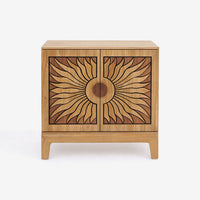 Amyra Accent Cabinet with Sunburst Doors and Solid Wood, Natural Oak-BM355161
