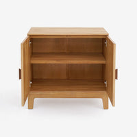 Amyra Accent Cabinet with Sunburst Doors and Solid Wood, Natural Oak-BM355161