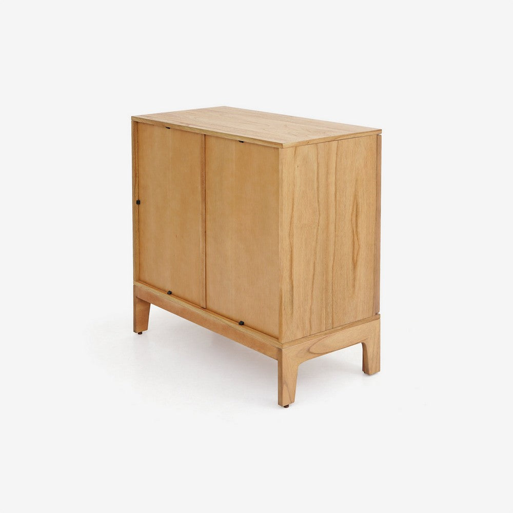 Amyra Accent Cabinet with Sunburst Doors and Solid Wood, Natural Oak-BM355161